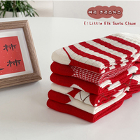 Chaussettes personnalisées pour femmes, jeunes et enfants, rouges, d'automne, à col ras du cou, respirantes, tricotées, jacquard, broderie, logo brillant, ODM, usage quotidien