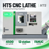 Tour CNC à banc incliné HT5, tourelle hydraulique à 12 stations, 6 broches A2, 4500 tr/min, machine de tournage de métaux avec système Fanuc