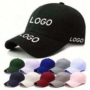 Customizable 100% Cotton Baseball Cap for Women Men's Adjustable Sports Hat with Plain Logo Embroidery Black Material - Product Image 1