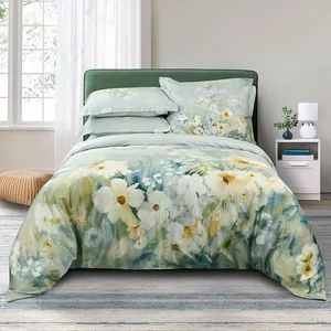 3D Digital Print Water Lily Pond Polyester Microfiber Bed Sheets Quilt Cover Sets Customize Design Bedding Set Wholesale Price