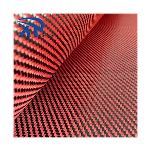 Matériau composite en résine hybride de fibre de carbone et de fibre d'aramide sergé rouge/tissu uni utilisé par l'industrie