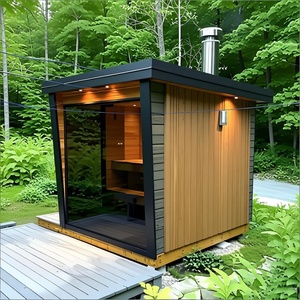 Grande cabine de sauna extérieure en bois avec poêle à bois pour jardin, cour arrière ou spa à domicile - Product Image 4