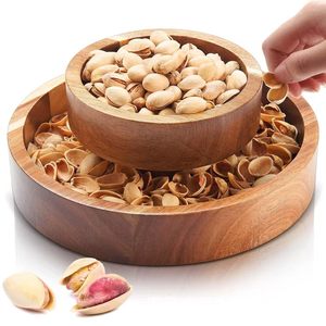 Cross-border wooden dried fruit <b>box</b>, household living room snack tray, rotating dessert, candy, and nut <b>box</b> - Product Image 4