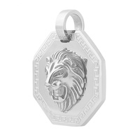 Collier Pendentif Homme Personnalisé en Acier Inoxydable, Tête de Lion Vintage Cool, Style Punk Viking, Vente en Gros