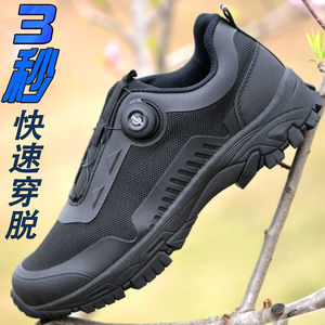 รองเท้าเดินป่าลัน หยีหนิงสีดำ หัวเข็มขัดอัตโนมัติ สวมใส่รวดเร็ว กันลื่นสำหรับกิจกรรมกลางแจ้ง พื้นรองเท้า EVA ส้นเตี้ย หน้าผ้า PU สังเคราะห์ - Product Image 2