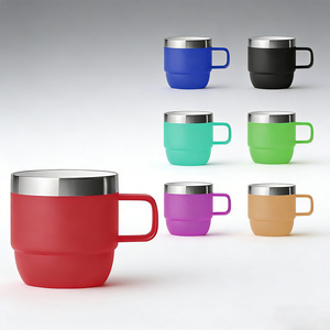 Vaso térmico apilable de acero inoxidable de 10 oz al por mayor con tapa y revestimiento cerámico para café/té - Product Image 6