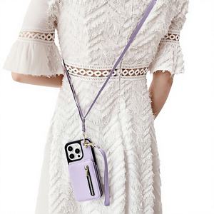 Étui portefeuille en cuir avec support magnétique, fentes pour cartes, cordon et protection d'écran pour téléphone portable - Product Image 1