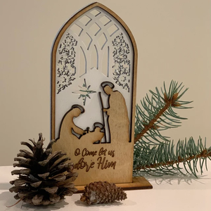 Artesanía Cristiana Navideña Personalizada, Escena <span class=keywords><strong>de</strong></span> la Natividad <span class=keywords><strong>de</strong></span> Jesús en Madera Cortada con Láser - Product Image 2