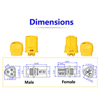 Conector de 3 Pines MT30 MT30-M MT30-F Original Amarillo y Negro, Conector Macho y Hembra, Conector de Cable Tipo Banana para Montaje en PCB