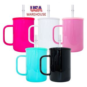 25Pack Custom logo Solid Macaron Blank Sublimation 17oz Camper Glass Mugs with Plastic pp Lids for <b>Vinyl</b> UV DTF <b>Wraps</b> - Product Image 1
