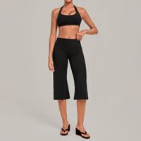 Ensemble de yoga jaune pour femme 2026 – Soutien-gorge, pantalon mi-mollet, leggings larges, tenue de yoga, ensemble de sport dos nu pour femme, vente en gros