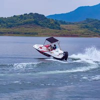 Perahu Mini Fiberglass 4 Kursi Panjang 4.6m, Speedboat Olahraga Air, Mesin Tempel 60hp, Perahu Selancar, Kapal Pesiar Sport, Bersertifikat CE