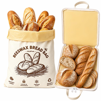 Bolsas de pan de cera de abejas personalizadas con cremallera en U de apertura ancha para pan de masa madre, reutilizables, con doble cierre de cremallera y asas
