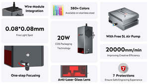 Máquina de Grabado Láser de Diodo <span class=keywords><strong>Ortur</strong></span> LM3 de Alta Precisión, 20W, Refrigerada por Aire, 2 Cabezales, para Metal, MDF, Madera Contrachapada, Papel, Acrílico, Bricolaje - Product Image 3