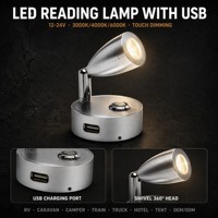 Lampe de lecture LED marine DAMAVO 12V-24V DC, commande tactile, port USB 5V 2A, température de couleur 3000/4000/6000K, garantie 1 an, intérieur
