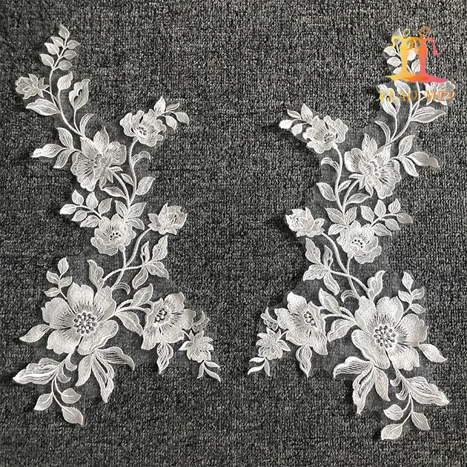 New style chemical polyester bridal floral embroidery lace applique XM-LF0209