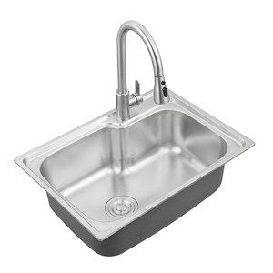 Lavello <span class=keywords><strong>da</strong></span> Cucina Premium in Acciaio Inox 304/201 a Vasca Singola, Montaggio Superiore o Sottotop, Finitura Spazzolata Anti-Condensa - Product Image 1
