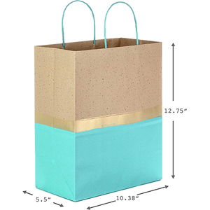 Sacs cadeaux turquoise, grand format, en papier kraft, pour anniversaires, Pâques, mariages, fête des mères, vêtements pour bébés, impression offset ZHEJIANG - Product Image 4