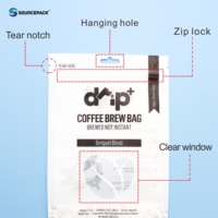 Sachet d'emballage en plastique personnalisé, pochette à fermeture éclair pour café, sachet refermable haute barrière