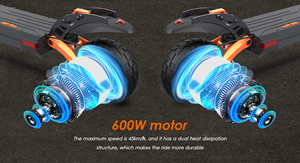 Scooter pliable Kugookirin Pro 600W 15Ah avec batterie au lithium, autonomie de 55 km, vitesse de 45 km/h, certifié CE - Product Image 4
