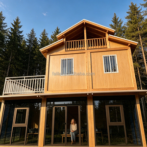 Villa <span class=keywords><strong>de</strong></span> luxe en conteneur à deux étages, maison modulaire préfabriquée moderne entièrement vitrée, hôtel <span class=keywords><strong>de</strong></span> <span class=keywords><strong>camping</strong></span> personnalisé, appartement, mini-maison - Product Image 1