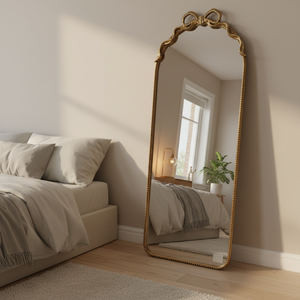 <span class=keywords><strong>Espejo</strong></span> de cuerpo entero tradicional con arco dorado, decoración de resina curvada en forma de arco, marco de cuentas de hierro, <span class=keywords><strong>espejo</strong></span> independiente para el hogar - Product Image 2