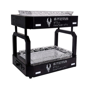 Bandeja de frutas iluminada de dos niveles, color azul hielo, de hierro forjado, para bares, KTV, con diseño de hielo. - Product Image 5