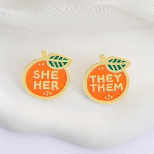 新款我的代词珐琅别针批发橙色形状她的胸针翻领徽章时尚珠宝礼品 - Product Image 6