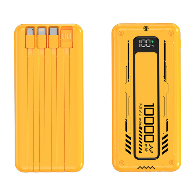 22.5W  LED Display Punk Style Mecha Power Bank 10000Mah Ultra-Large Capacity Built-In Cable