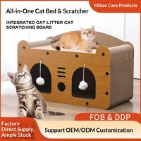Lit et griffoir tout-en-un pour chat en carton, design minimaliste, anti-déchirure, grande taille, canapé vertical, maison épaissie, jouets pour chat