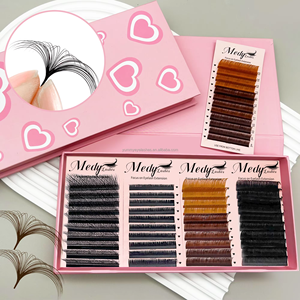 ขนตาปลอมสีน้ำตาลอ่อนแบบปรับแต่งได้พร้อมถาดสำหรับต่อขนตาปลอมหลากสี PBT0.03.0.05แบบพัดลม - Product Image 3