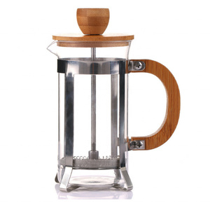 Ogniora 350ml 600ml Handheld High Borosilicate Glass Heat Resistant Coffee Tea Pot Portable French Press with Bamboo Wooden Lid