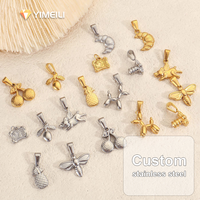 YIMEIL & RVS 18K Goud/Zilver Geplateerde Multi Koeienhoorn Tas Fruit Hond Bij Dier DIY Thema Hangertje Accessoires