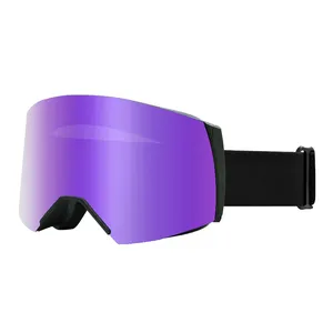 Adult customized anti fog lens snow mountain glasses ice skating goggles sports pen locking magnet ski goggles removable lenses