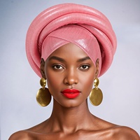 Grand turban africain multi-couches à motif ethnique, style Dily, couleur laser, pour femme, protection des cheveux, tresses torsadées