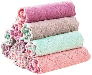 Reusable Dish Towel Super Absorbent Soft Coral Fleece Kitchen Cleaning Microfiber Dish Cloth
