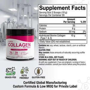 Poudre de peptides de collagène hydrolysé multi-sources en gros pour marque privée, 200g, sans saveur, Keto, sans gluten, avec logo OEM ODM - Product Image 5