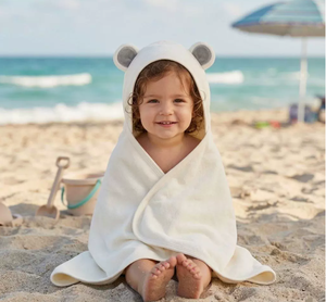 Cotton Bear Hooded <b>Towel</b> For Kids Wearable Beach <b>Wrap</b> Rectangle Shape Machine Washable Outdoor Use Child Size - Product Image 1