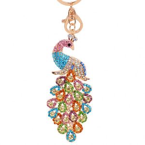 Peacock Peafowl Rhinestone Keychain Cute Crystal Charm Purse Handbag Car <b>Backpack</b> Pendant Party Wedding Birthday Gift - Product Image 2