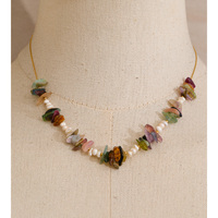 Collier en pierre naturelle géométrique JINYOU 6100, coquille de pierre de tigre, perles, chaîne fine en acier inoxydable, bijoux