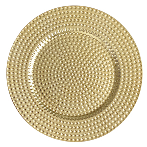 Décoration <span class=keywords><strong>de</strong></span> table ronde élégante pour mariages, événements, dîners gastronomiques, fêtes - Assiette <span class=keywords><strong>de</strong></span> présentation martelée dorée <span class=keywords><strong>de</strong></span> luxe en plastique - Product Image 1