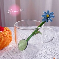 Cuillère à dessert en verre Lelyi Creative Cute Flower, résistante à la chaleur, écologique, au design simple et moderne, disponible en plusieurs couleurs