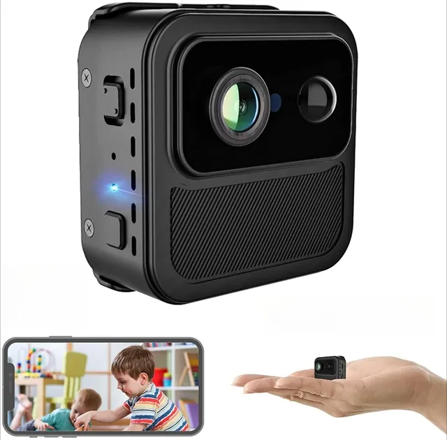 R9 4MP 4K WiFi Mini Camera with Night Vision Motion Sensor Built-in Mic 128G MicroSD-Portable Home Use