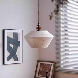 Lámpara Colgante de Estilo Wabi Sabi, Ajustable en Altura, de Lino y Algodón, Estilo Retro Americano-Japonés, para Hogar, Estudio, Restaurante, Color Blanco - Product Image 2