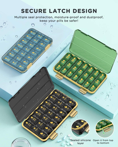 Boîte à médicaments portable en plastique de qualité alimentaire, couvercle scellé, distributeur de médicaments pour sept jours de la semaine, compartiment transparent pour le rangement - Product Image 5