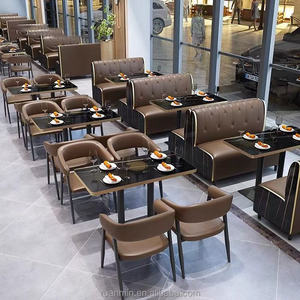 Juego de Muebles de Restaurante Económico, Mesas y Sillas de Restaurante, Juego de Mesa de Comedor, Sillas de Cuero para Restaurante, Juego de Mesa y Sillas para Cafetería - Product Image 1