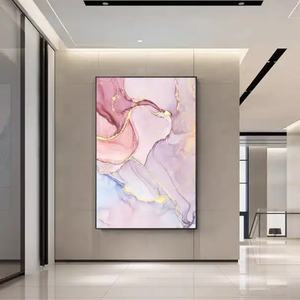 Peinture sur toile HD rose violet style nordique, tableau mural abstrait pour salon, art mural moderne, affiche dorée pour la maison, décoration murale, art populaire - Product Image 1