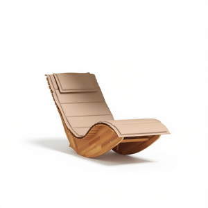 Tumbona de Madera Maciza de Acacia con Cojín, Muebles de Relajación para Exteriores, Diseño Moderno, Estilo Contemporáneo - Product Image 1