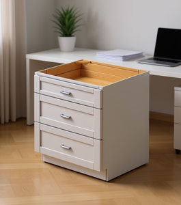 Cassettiera Sunique 33x15x85cm a Tre Livelli, Design Moderno Salvaspazio, Armadietto per Ufficio Bianco Stile Shaker - Product Image 2