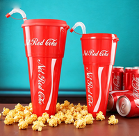 Gobelet en plastique 2-en-1 double usage : assiette à popcorn et gobelet à cola pour le cinéma et les snacks de rue